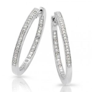 Lee Michaels Diamond Hoop Earrings New in Box